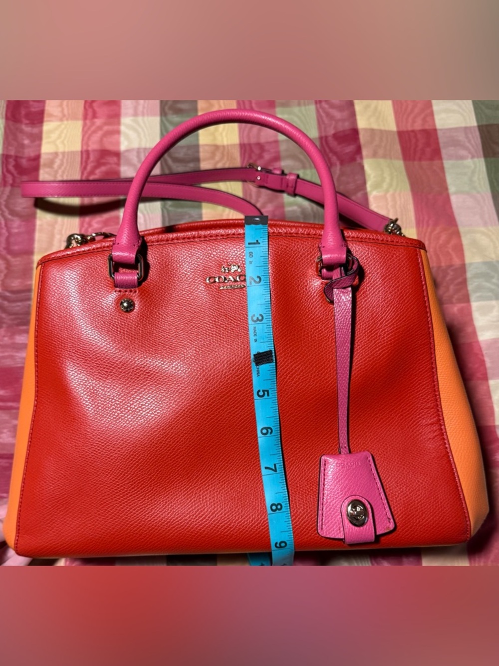 Coach Margot Leather Satchel Red/Orange/Pink F37248 - Picture 3 of 11